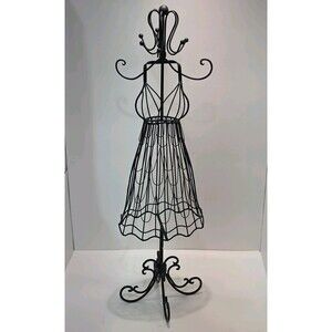 Black Metal Wire Dress Form Mannequin Jewelry Stand – Vintage-Inspired Display
